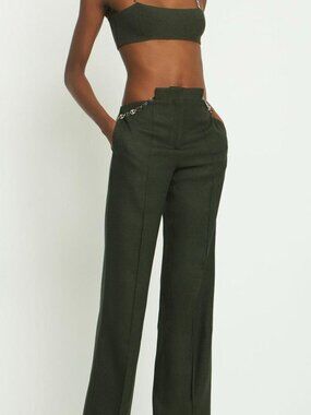 Aya Muse Grey Trousers with Chain Detail